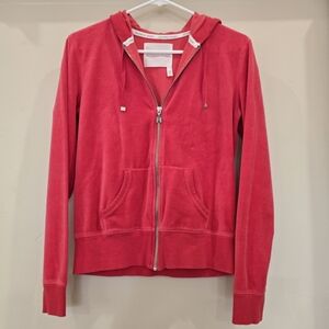 Y2K Victoria's Secret Angel Velour Hot Pink Size Small Full Zip Hoodie